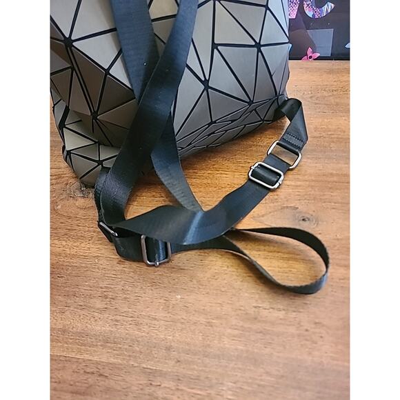 RARE! EMILIO PEPE Backpack Geometric Graphite CHARCOAL Slanted Triangle Bag - Picture 6 of 14